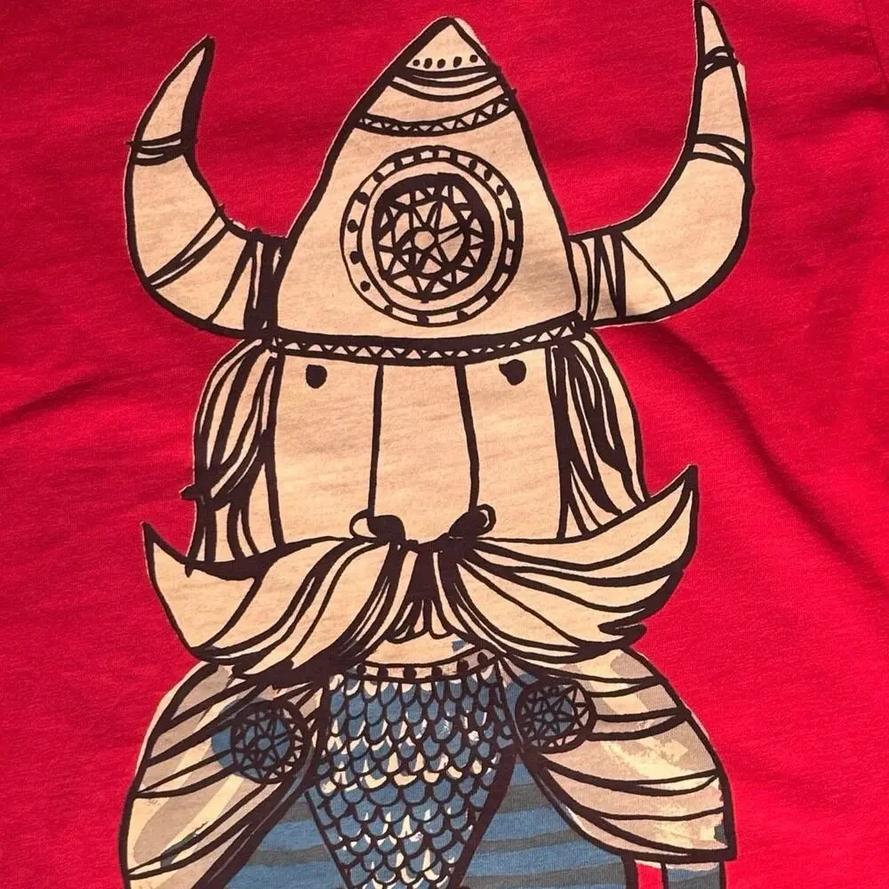 Hanna Andersson Viking Graphic Tee Red Size Cotton Nordic Norse Scandinavian Top